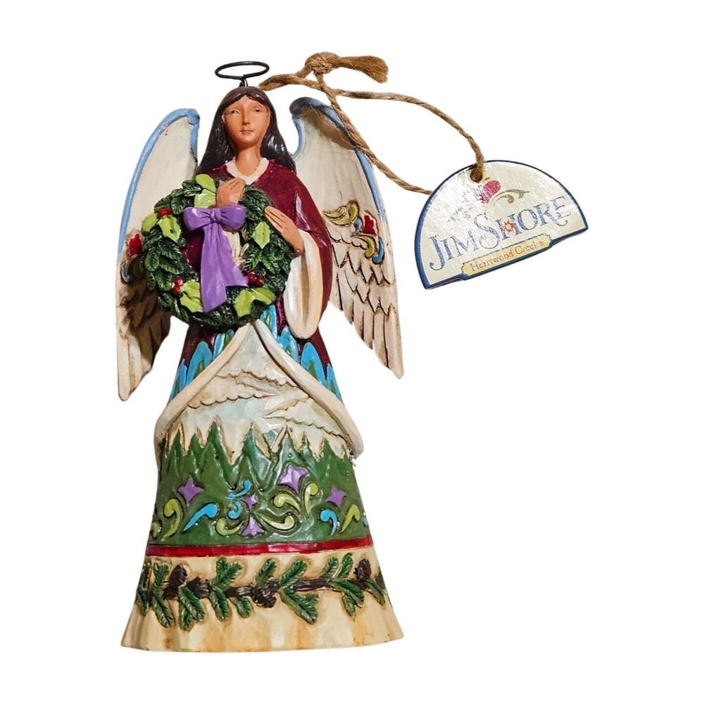 New! Enesco Jim Shore Heartwood Creek Angel & Evergreen Hanging Ornament XMAS